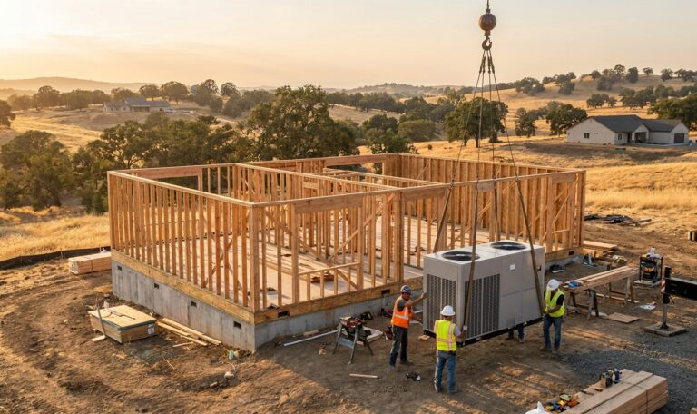 Heat pump installation for a new construction home in Solano County